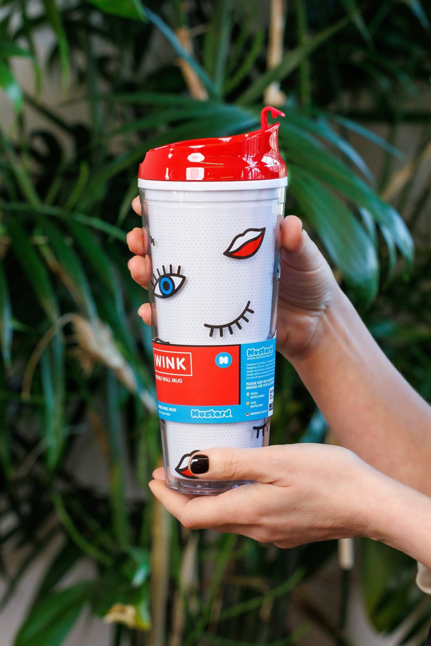 Wink Double Wall Mug Coffee Tumbler | Mod Style | BPA-Free | Gift for